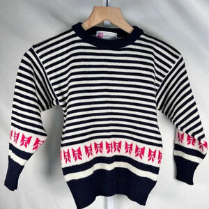 2/$30 Pitlochry of Scotland 30ins/76cms Kids Sweater Bow Stripes Preppy Wool
